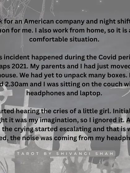 The terrifying story of someone hearing a girl crying through their headphones, finding a headless doll, and discovering its connection to a deceased child.