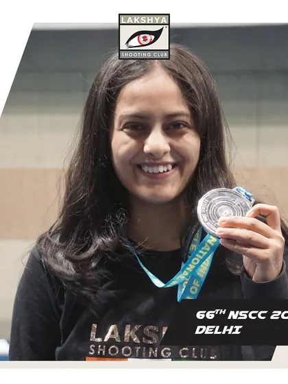 Komal Waghmare with her silver medal from the 10m Air Rifle Deaf Women Individual event at the 66th National Shooting Championships.