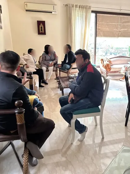 Small group interactions at our Noida meet. These sessions allow for more personal conversations, helping people connect on a one-to-one level in a relaxed setting.