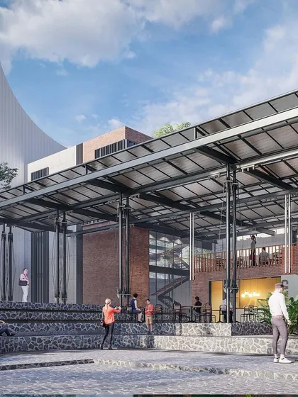 Our design for the Centre for Excellence in Bangalore includes a large, open-air amphitheater. This space is designed to be the heart of the campus, hosting events and encouraging spontaneous interactions.