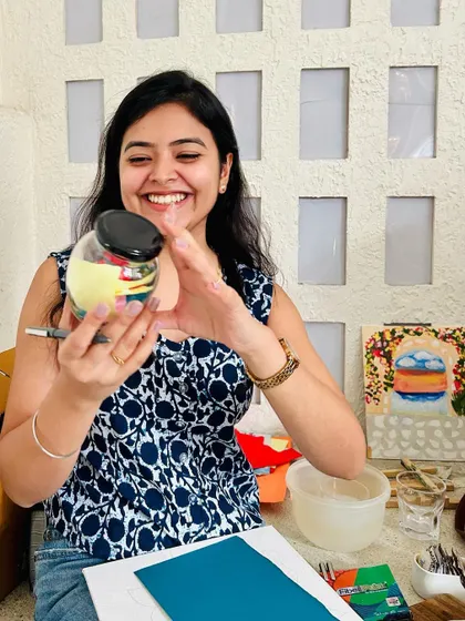 The pure joy of creating! I made this little 'jar of feelings' during a collaborative wellness workshop, and it was a wonderful reminder to have fun with the process.