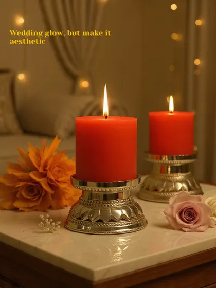 Wedding glow, but make it aesthetic. These intricately designed silver-plated candle holders are perfect for adding a touch of traditional elegance to your wedding decor.
