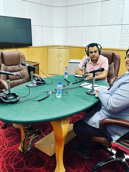 A picture with the show's host at All India Radio after a successful program on consumer rights. It is fulfilling to know that we have helped clarify legal doubts for many listeners.