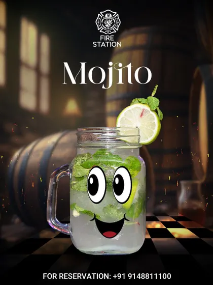 A fun graphic of our classic Mojito, served in a mason jar with fresh lime and mint. It's a crowd-pleaser for a reason.