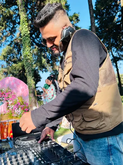 Setting up for a daytime wedding event in the hills of Mussoorie. The right music can make a beautiful day even more memorable.
