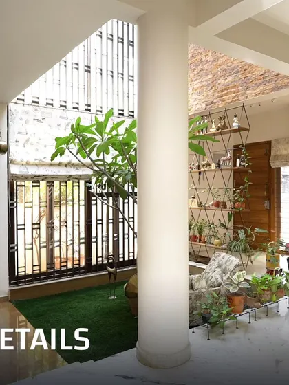 This is a duplicate of ID 39, showing the detailed view of the sunken courtyard. The design integrates greenery and architectural elements to form the heart of the home.
