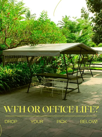 Need a change of scenery from your home office? Our outdoor seating offers a perfect, inspiring workspace surrounded by greenery.