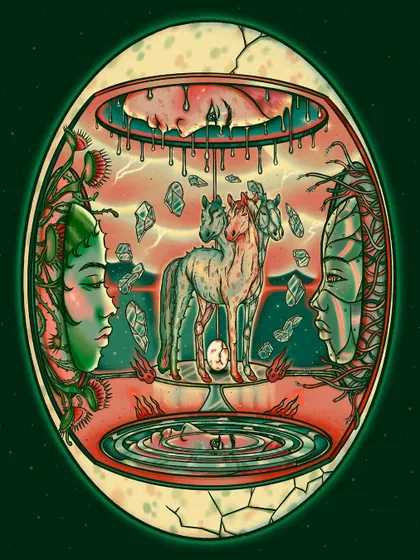 My interpretation of 'The Four Horsemen of the Apocalypse,' created for a short fiction contest by Dark n Light zine. This poster design is an example of my narrative-driven work, where I dive into a complex theme and build a surreal, symbolic world around it.