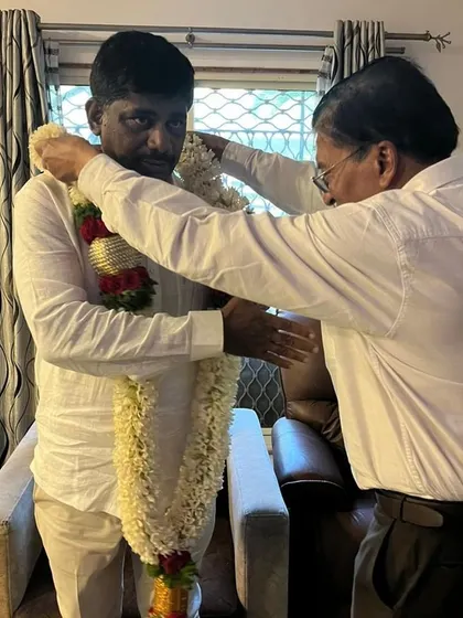 A moment of mutual respect with MP D. K. Suresh. We are committed to bringing the benefits of Vaastu to everyone, fostering peace and positivity in homes across the nation.
