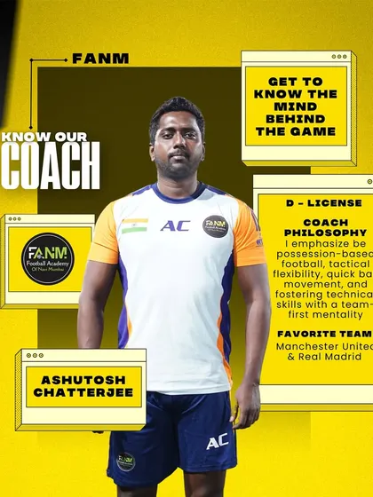 Get to know Coach Ashutosh Chatterjee, a D-Licensed coach who emphasizes possession-based football and tactical flexibility. He is dedicated to fostering technical skills with a team-first mentality.