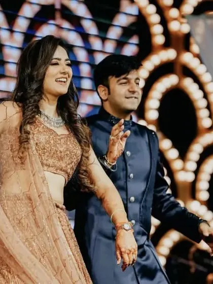 Another joyful moment from a couple's sangeet performance. We focus on choreography that feels natural and brings out the genuine smiles and laughter between the couple.