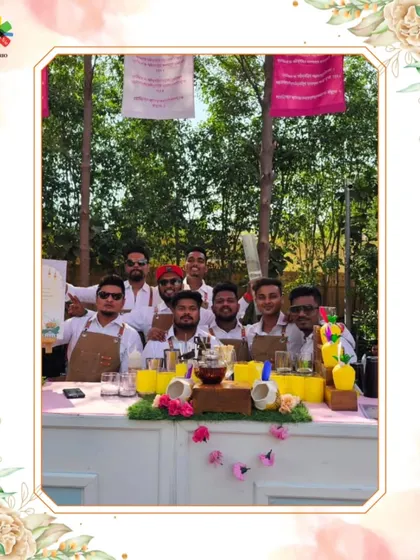 The team behind the bar at a beautiful brunch at Rambagh Palace, Jaipur, ready to serve.
