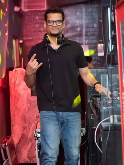 Rocking the party at one of my regular club nights. This is where I test new tracks and keep my skills sharp.