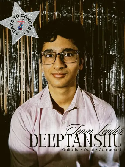 Deeptanshu is a quiet and composed guitarist and Team Leader. His understated, clean playing provides a solid, grounding foundation for his band.
