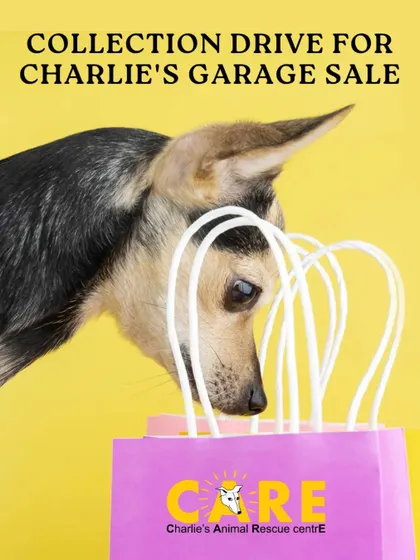 Another creative call for our garage sale collection drive. We remind everyone that donating clean, gently used items is a fantastic way to support our fundraising efforts for the shelter.