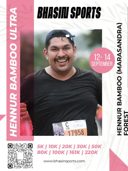 A close-up of a happy runner at the Hennur Bamboo Ultra. The smiles on our participants' faces are the best measure of a successful event.