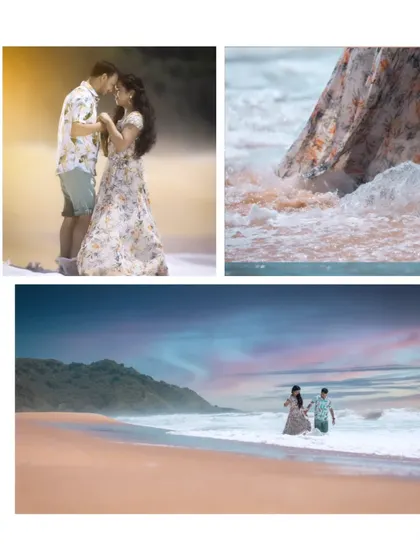 A collection of dreamy beach pre-wedding photos. We use different editing styles and compositions to create a variety of moods, from bright and airy to soft and romantic.