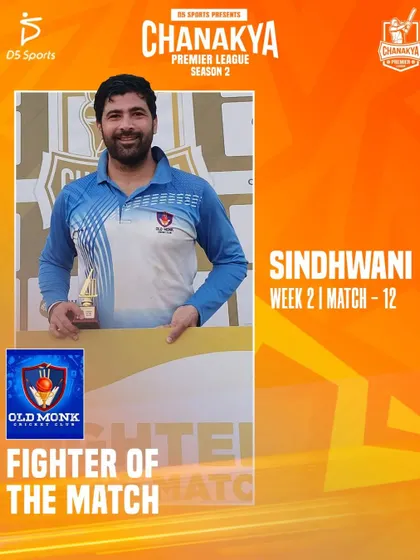 Sindhwani from Old Monk Cricket Club, a Fighter of the Match from Week 2.