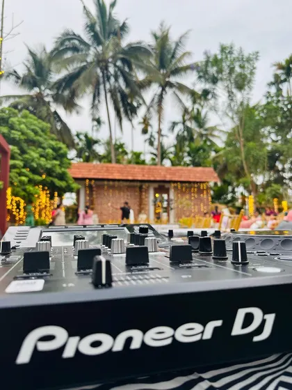 Another shot of my professional DJ setup, ready to bring the beats to this stunning outdoor wedding.