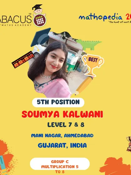 Soumya Kalwani from Ahmedabad, Gujarat, celebrating her 5th Position.