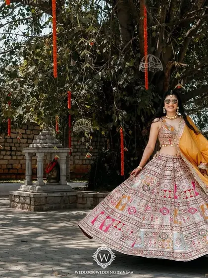 This Haldi ceremony was a burst of color and unforgettable moments. We used vibrant tissue flowers, playful origami birds, and colorful smoke bombs to bring the venue to life.