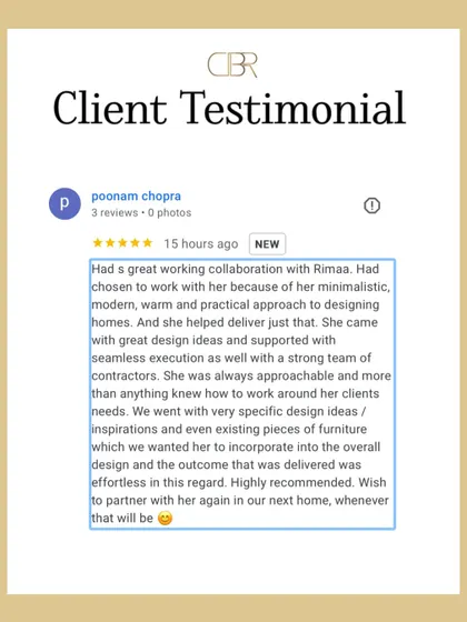 Nothing motivates me more than seeing my clients happy in their new homes. This testimonial from a recent project highlights the collaborative and seamless process I strive for, ensuring every client feels heard and their vision is brought to life, from the initial idea to the final, personal touches.