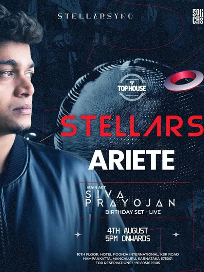 A poster featuring Ariete, one of the talented artists on the lineup for the 'Stellars' event I curated. I love creating platforms to showcase rising stars.