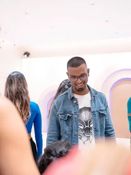 A smile captured between takes. The joy of teaching and seeing students grow is immense.