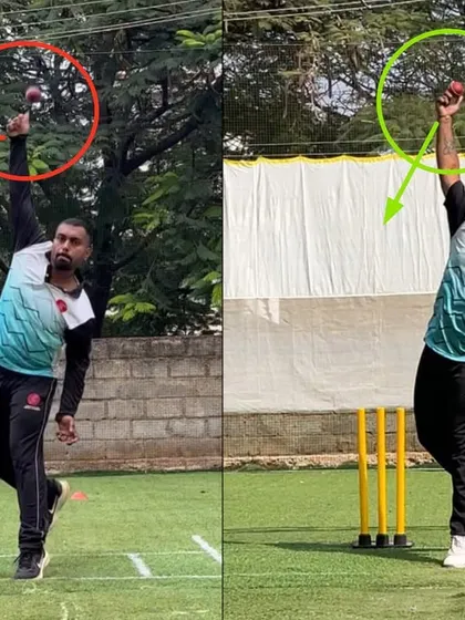 The release point tells the story. By fixing the front-on release, we helped this off spinner get into a much better position to impart spin on the ball, leading to more turn.