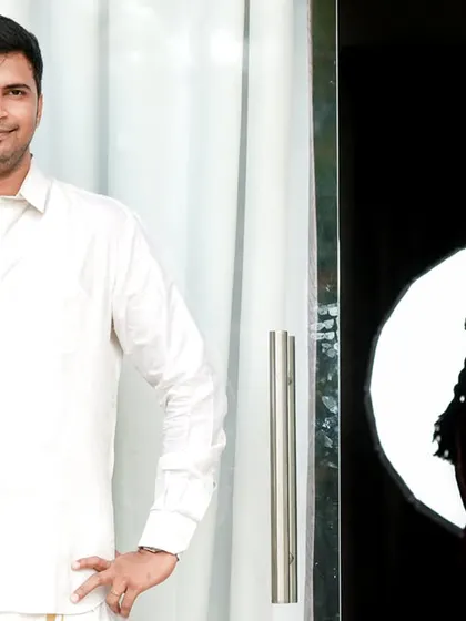 We offer a variety of creative photography styles. This composite image combines a classic portrait of the dad-to-be with an artistic silhouette of the mom-to-be, creating a unique and memorable piece of art.