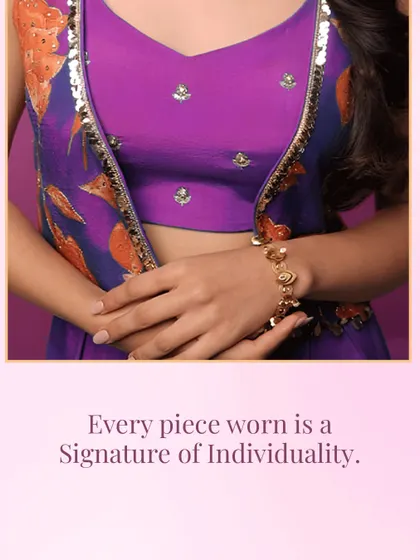 Every piece worn is a signature of individuality. This matte gold bracelet with unique motifs is crafted to be as distinctive as the person who wears it, because true luxury is personal.