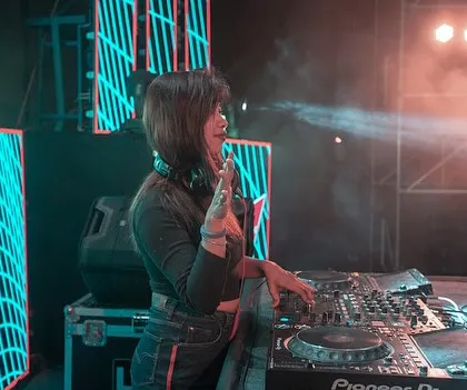 Interacting with the crowd from the stage. A good DJ set is a conversation, and I'm always communicating with the people in front of me.