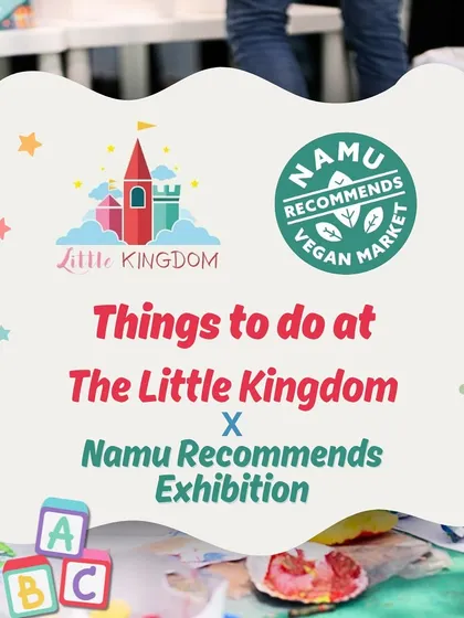 A graphic outlining all the fun things to do at our collaborative event with Namu Recommends Vegan Market.