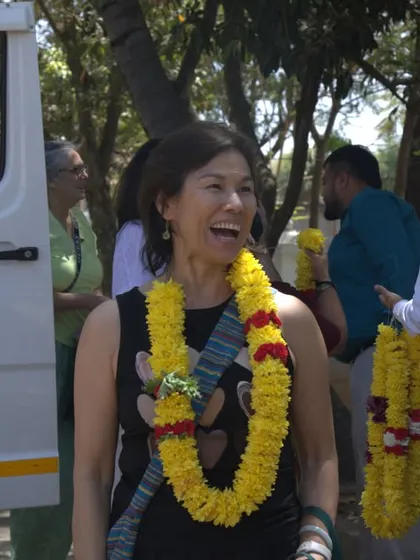 The joyous smile of a guest from the USA upon receiving a traditional Indian welcome. We believe in making every guest feel special from the moment they arrive.