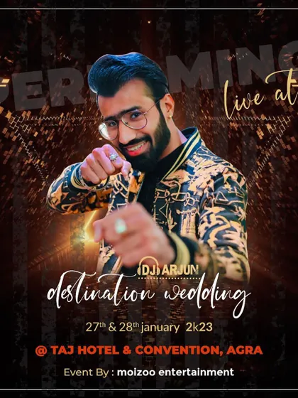 This poster is for a destination wedding I performed at in Agra. My experience covers key wedding destinations across North India.