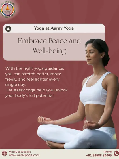 "Embrace Peace and Well-being." This image of a woman in a meditative pose reinforces our message that with the right guidance, you can move freely and feel lighter every single day.