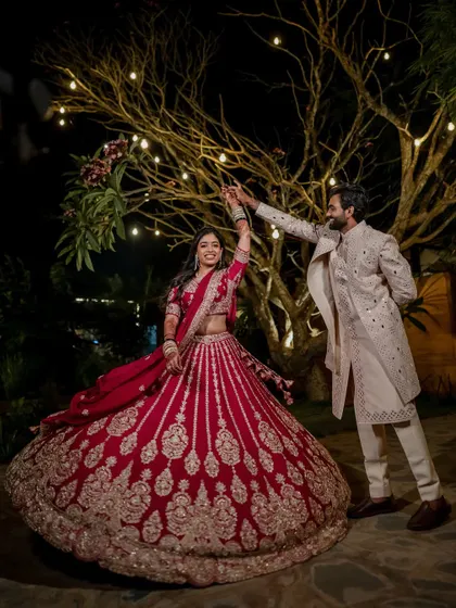 The magic of a Sangeet night. From the couple's dance to the grand entrance, we capture the energy, romance, and stunning outfits of your celebration.