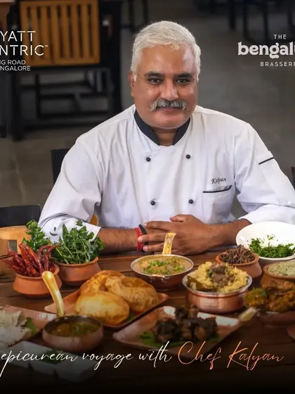 This poster from my 'epicurean voyage' at Hyatt Centric shows me with a table full of my Naati dishes. It was a pleasure to present this exclusive set meal menu.