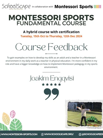 A teacher shares how the course made him more confident in his role and gave him a bigger knowledge of how to implement Montessori pedagogy in a sports environment.