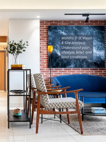 Months 0-3: The journey begins with understanding your vision, lifestyle, and the site itself. This analysis is the crucial first step in designing a home that is truly yours.