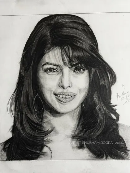 A portrait of Priyanka Chopra from my early collection. This 2014 sketch shows my developing style in capturing the likeness of famous personalities.