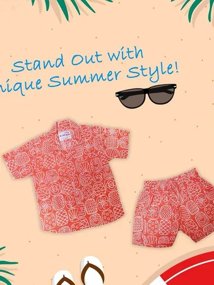 Stand out with unique summer style in this red shell-printed co-ord set. It's another great option for beach days or any summer occasion, crafted with love for maximum comfort.