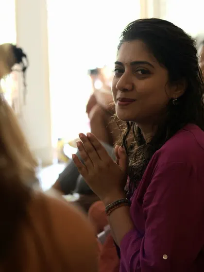A moment of gratitude during a kirtan. I am so thankful for every person who comes to share their energy and presence, contributing to the collective spirit of our sangha.