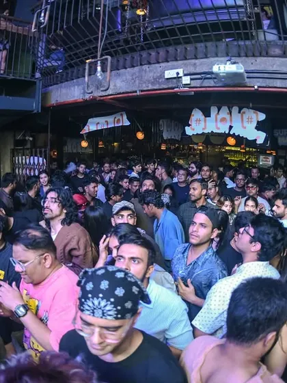 A full view of the club, packed from wall to wall. This is the power of The Grind.