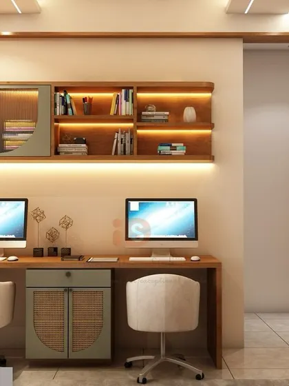 A duplicate of the two-person home office render.
