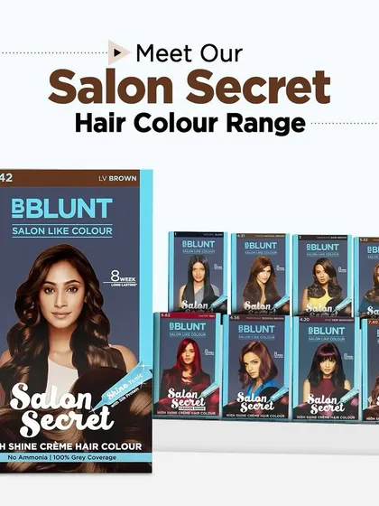 A similar marketing layout for the BBlunt hair color range, showcasing a different shade. This highlights how my core visual assets are adapted for various promotional materials.