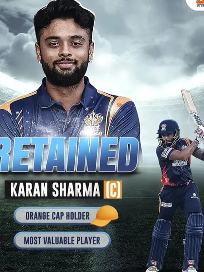 Retained as captain, Orange Cap holder, and Most Valuable Player. Karan Sharma's achievements in the UP T20 league are a benchmark for all our students.