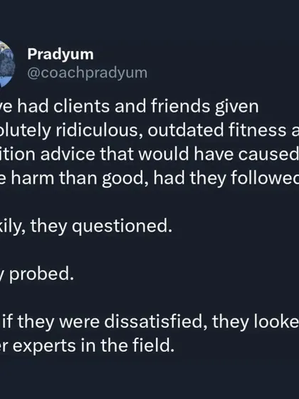 Doctors are experts in their field, but that field usually isn't exercise science or nutrition. The "Appeal to Authority" fallacy leads people to blindly follow bad fitness advice from well-meaning but unqualified professionals. I teach my clients to trust, but always verify.