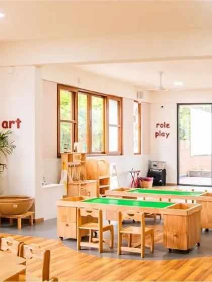 A look inside our Atelier, which houses dedicated spaces for art, role play, and STEM activities. This central hub offers high-quality materials to inspire creativity in children of all ages.