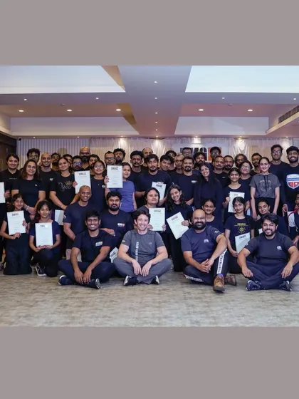This is our community after a challenging Practitioner Level camp led by an international KMG expert. Training with us means joining a dedicated group of individuals committed to improving their personal safety and resilience.